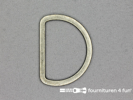 Platte D-ring - 40mm - oud zilver