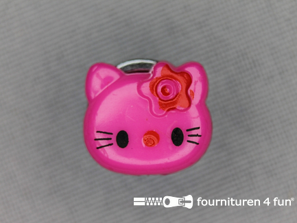 Kinder knoop 14mm hello kitty fuchsia roze