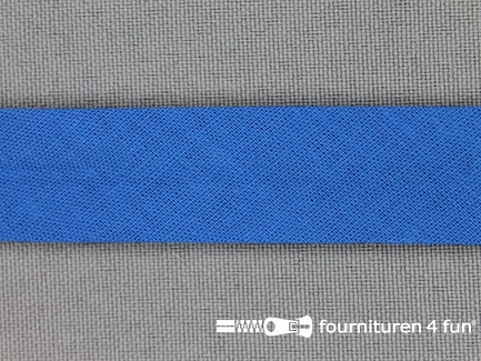 Rol 25 meter katoenen biasband - 18mm - donker aqua blauw