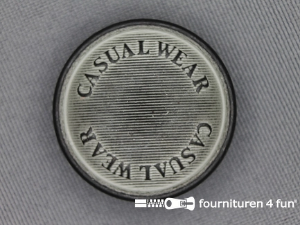 Zwart zilveren knoop 28mm casual wear