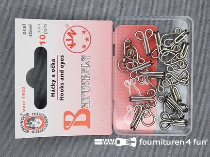 Haken en ogen - maat 3 - chroom - 10 stuks