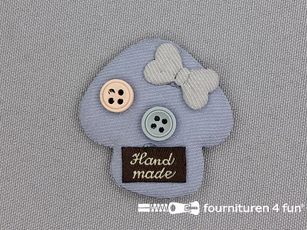 Decoratieve 3D applicatie - 42x45mm - paddenstoel - blauw