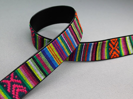 COUPON 1,5 meter (2 stukken, 0,6 + 0,9 meter) Ibiza tassenband 25mm multicolor