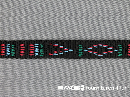 Geweven halsband aztec 15mm zwart