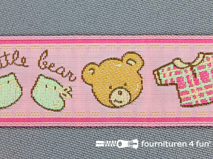 Kinderband 25mm little bear roze