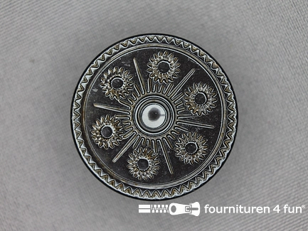 Zwart zilveren knoop 30mm folklore