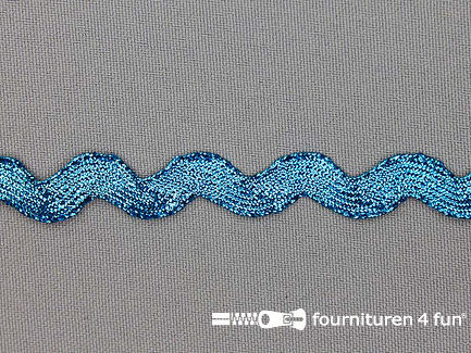 Rol 50 meter zigzag band - 12mm - metallic - aqua blauw