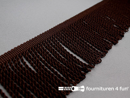 COUPON 2 meter Viscose franje grof - 80mm - donker bruin