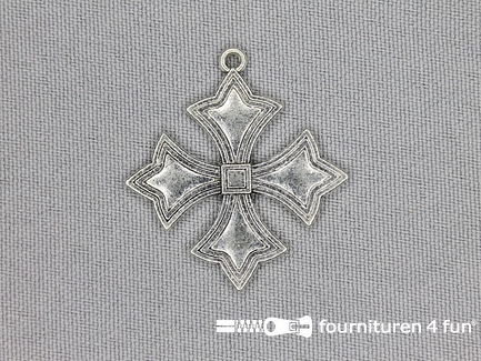 Steampunk hanger 34x31mm tempeliers kruis zilver