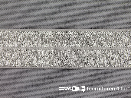 Rol 25 meter elastische lurex biasband 20mm zilver