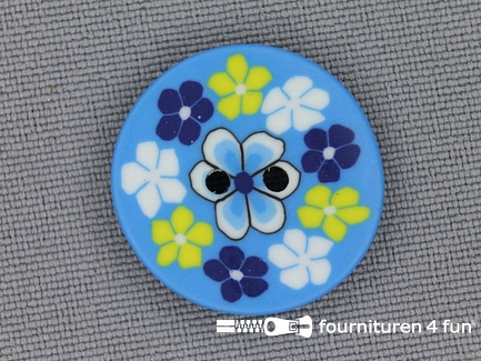 Ibiza knoop 21mm blauw - wit - geel