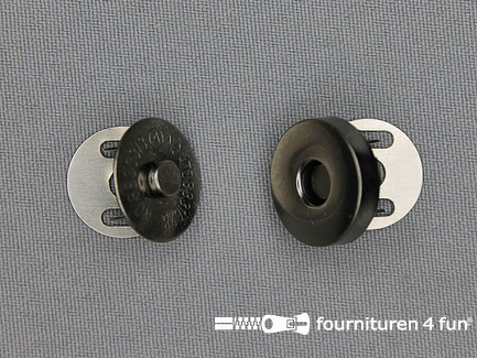 Magneet knopen 18mm buig zwart zilver per stuk