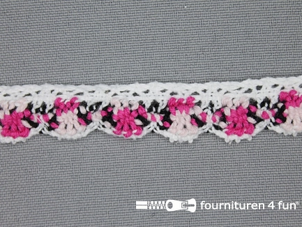 Kloskant 16mm wit - fuchsia - zwart