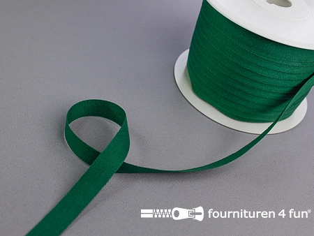 5 meter katoenen keperband - 14mm - licht flessen groen