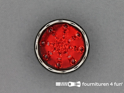 Strass knoop - 25mm - zwart zilver - rood