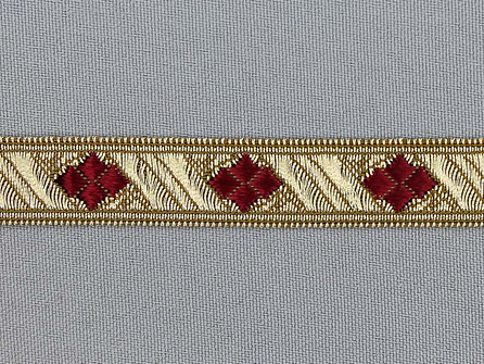 Sinterklaasband 14mm goud - bordeaux rood