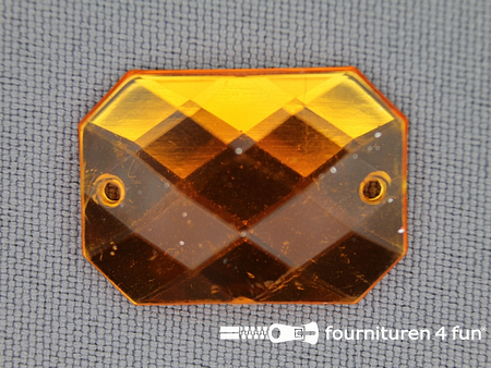 5 stuks Strass stenen rechthoek 25x18mm goud geel