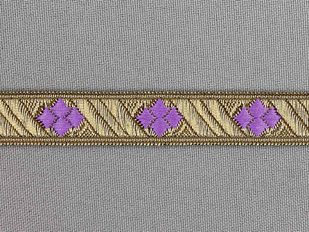 Sinterklaasband 14mm goud - licht lila paars