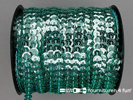 Rol ca. 50 meter pailletten band 6mm glitter mint groen 