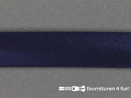 Satijnen biasband 18mm marine blauw