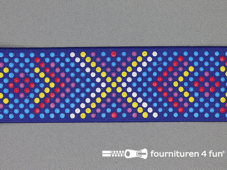 Elastiek multicolor stippen 40mm blauw