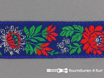 Folklore band 33mm blauw - zilver