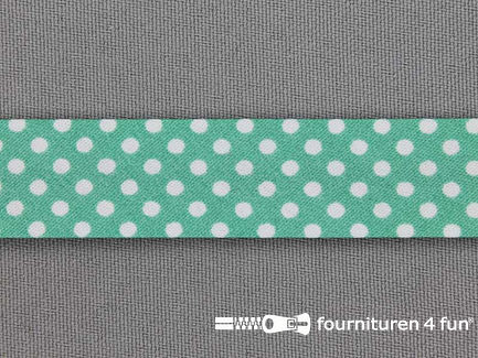 Print bias turquoise met witte stippen