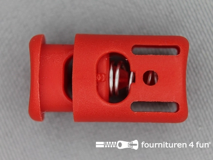 100 Stuks koordstopper - 25mm - cilinder - met sleufjes - rood
