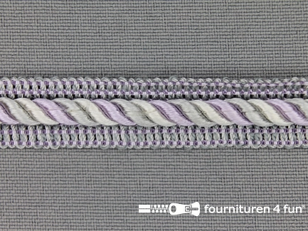 COUPON 18 meter Meubel - paspelband multicolor 12mm lila - grijs