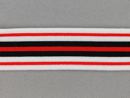 Gestreept band lycra 30mm zwart - wit - rood