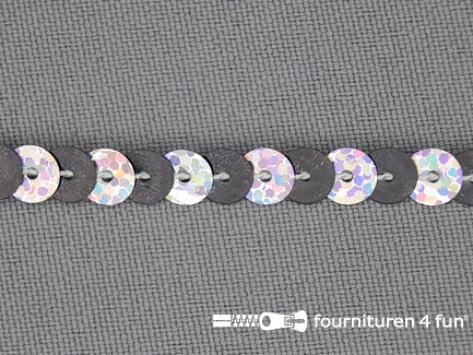 Pailletten band 6mm hologram zilver - zwart