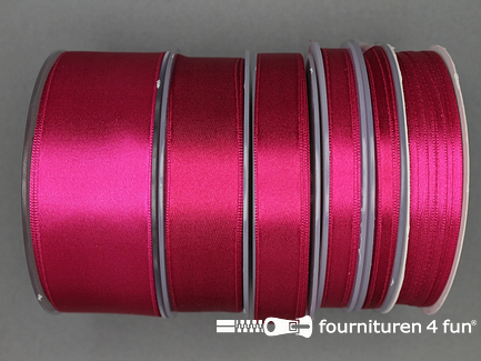 Rol 25 meter luxe satijn lint - dubbelzijdige kwaliteit - 9mm - fuchsia roze