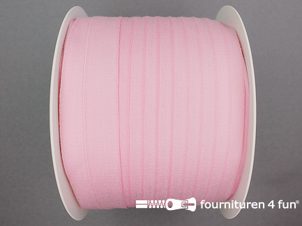 Rol 100 meter katoenen keperband - 14mm - licht roze