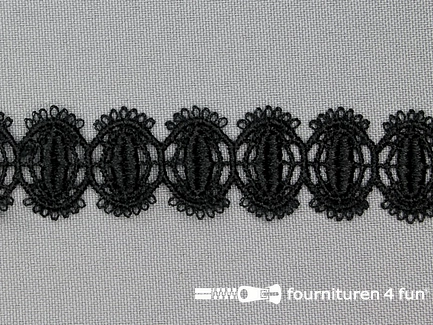 Nylon broderie kant 23mm zwart