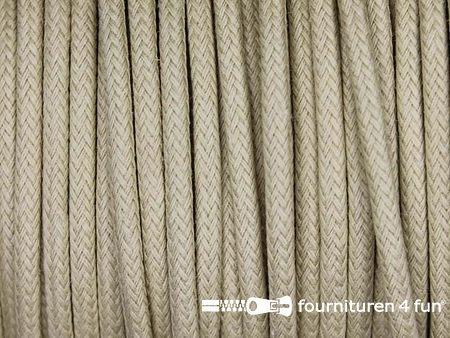 Rol 50 meter katoen wax-look koord 3mm safari beige