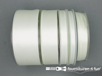Rol 25 meter luxe satijn lint - dubbelzijdige kwaliteit - 15mm - licht ecru