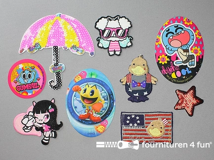 Collectie strijkapplicaties - 9 delige set - opstrijkbare patches