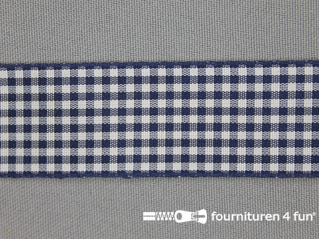 Ruitjes lint - 24mm - marine blauw