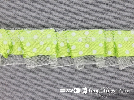 Plisse band 20mm lime groen-wit gestipt