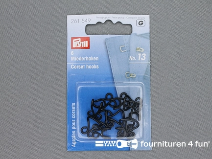 Prym miederhaken / korsethaken 8mm zwart 6 stuks - 261549