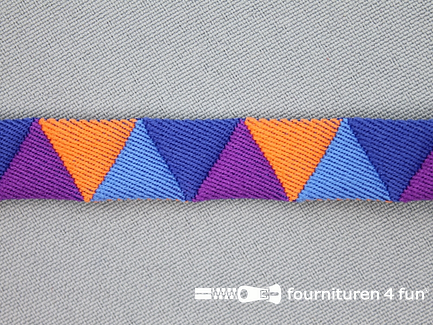 Modern band 13mm driehoek multicolor - oranje - paars