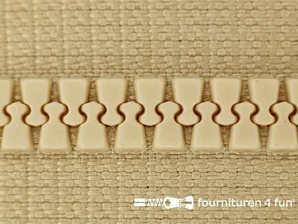 Deelbare bloktand rits - 6mm - met 2 schuivers - licht beige