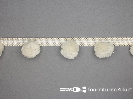 COUPON 1,6 meter Sierband met pompons - 50mm - ecru