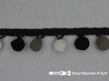 Bolletjesband 30mm multicolor zwart grijs
