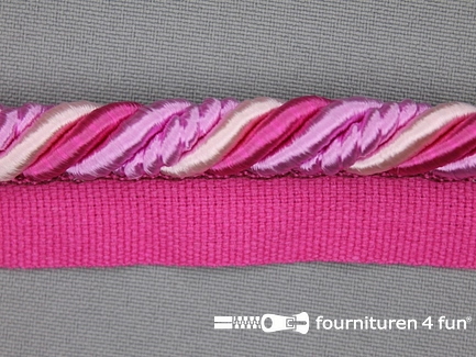 Gedraaid multicolor paspelband 23mm fuchsia - roze
