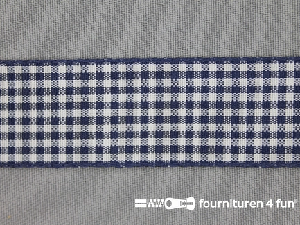 Ruitjes lint - 24mm - marine blauw