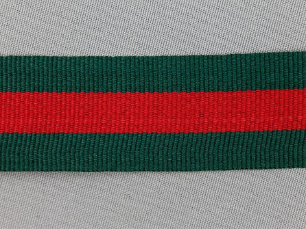 Ripsband met strepen 30mm donker groen - rood