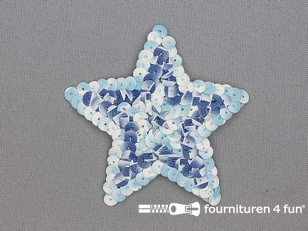 Pailletten applicatie ster 85x80mm blauw