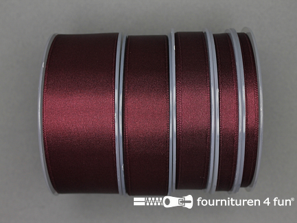 Rol 25 meter satijn lint 9mm bordeaux rood
