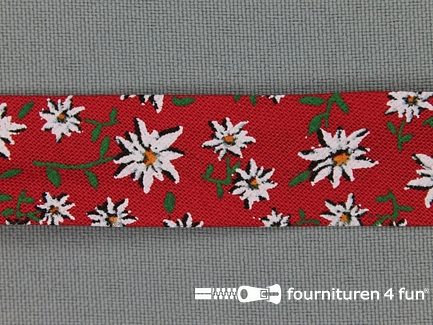 Print biasband bloemen rood